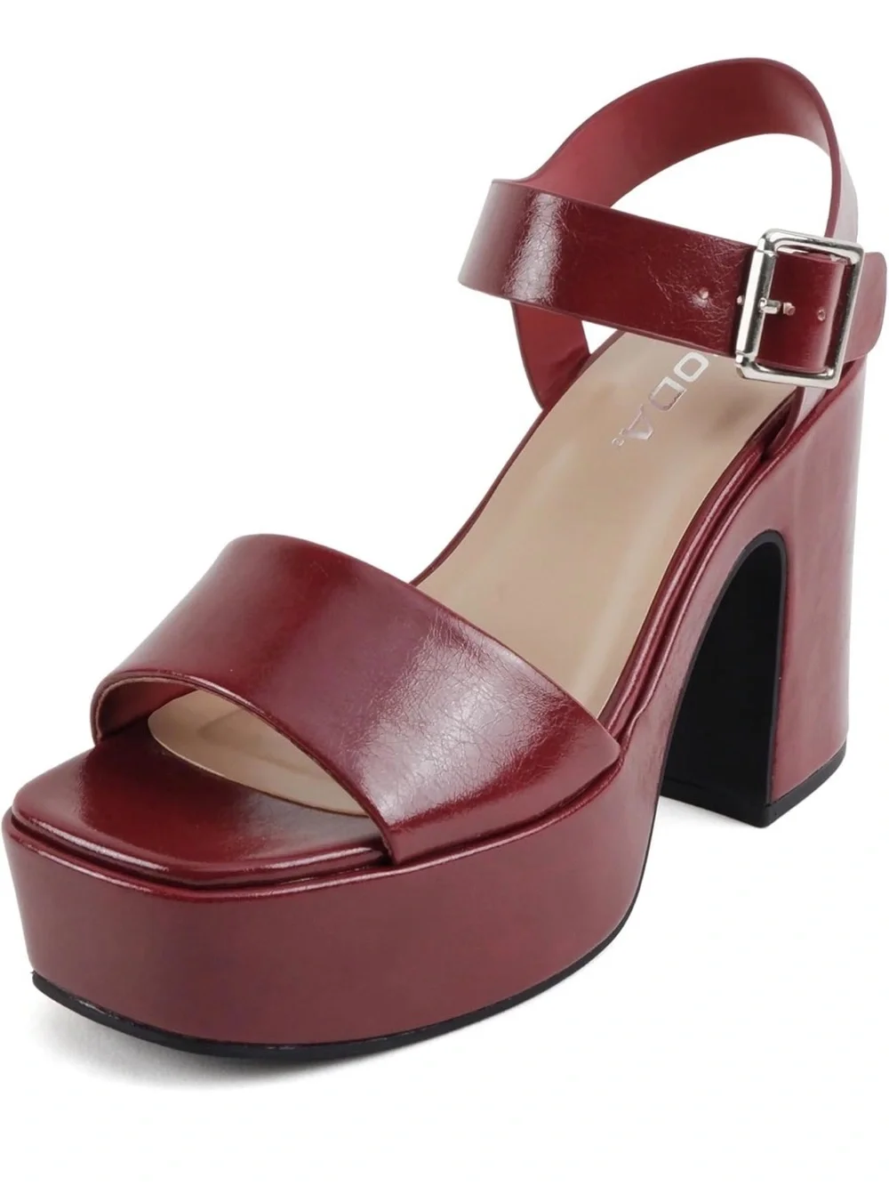 SODA Women's Burgundy Platform Block Heel Sandal size 7